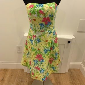 Yellow floral Lilly Pulitzer strapless dress